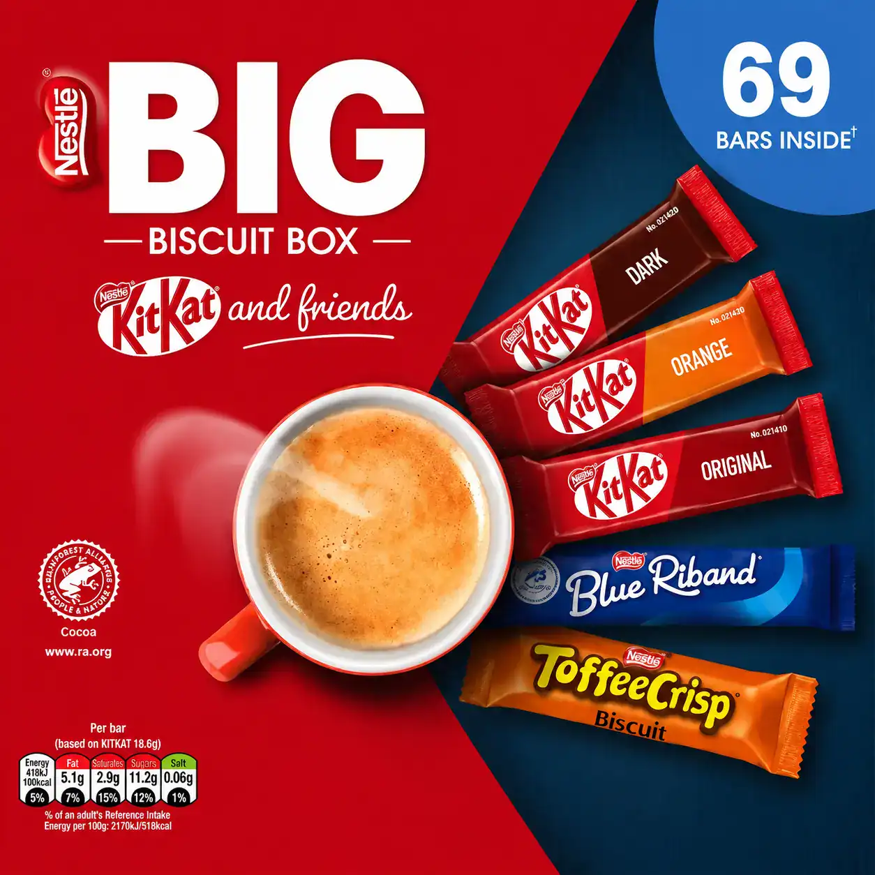 48e1d8de-3b88-45cc-abe4-fe2ca5092012 Nestlé Kitkat and Friends Big Biscuit Box | 69 x Chocolate Biscuit Bars 1.357kg - Image 1