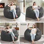Hobestluk Large Bean Bag Chairs 3FT Big BeanBag for Adults Boneless Chair - Image 4