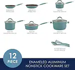 Rachael Ray 16344 Cucina Hard Porcelain Enamel Nonstick Cookware Set, 12-Piece, Agave Blue - Image 7