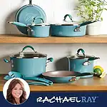 Rachael Ray 16344 Cucina Hard Porcelain Enamel Nonstick Cookware Set, 12-Piece, Agave Blue - Image 3