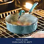 Rachael Ray 16344 Cucina Hard Porcelain Enamel Nonstick Cookware Set, 12-Piece, Agave Blue - Image 2